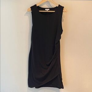 Leith Ruched Side Sleeveless Mini Dress, Criss Cross Hem, Black Size XL, FLAWED
